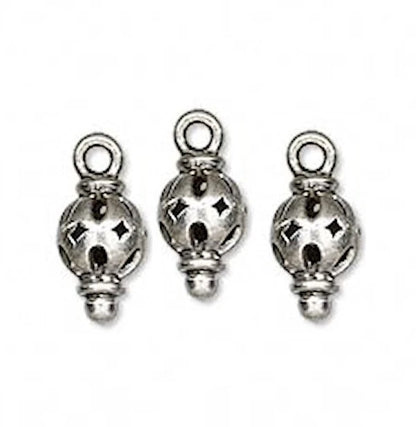 Antiqued Sterling Silver 3D Filigree Teardrop Charms, 15x7mm, 4 pcs