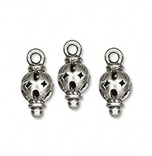 Antiqued Sterling Silver 3D Filigree Teardrop Charms, 15x7mm, 4 pcs