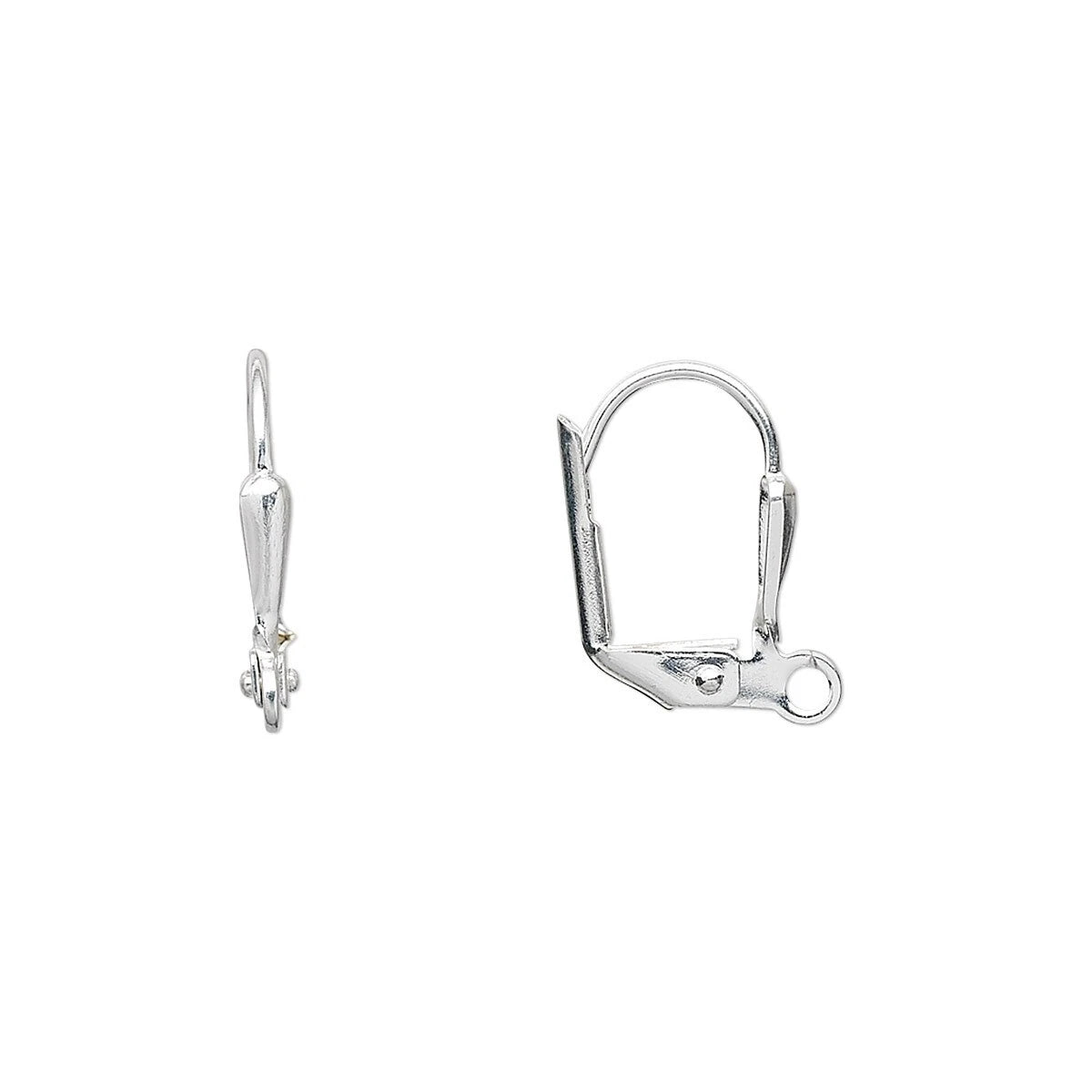 Silver Plated Brass Shield Leverback Ear Wires, 16mm, Open Loop