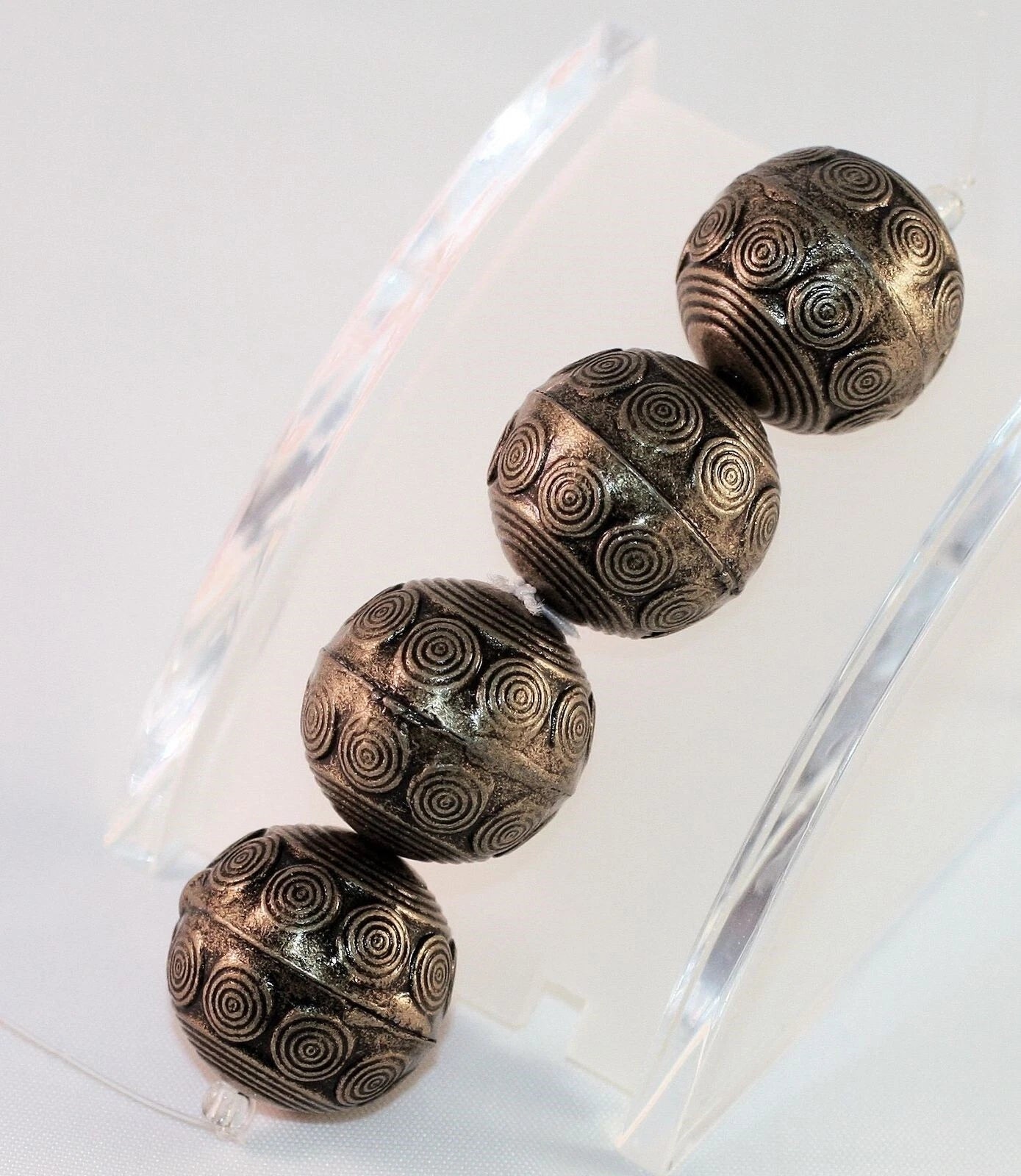 Antiqued Brass Pewter Aztec Swirl Round Focal Beads, 23mm, 4 pcs