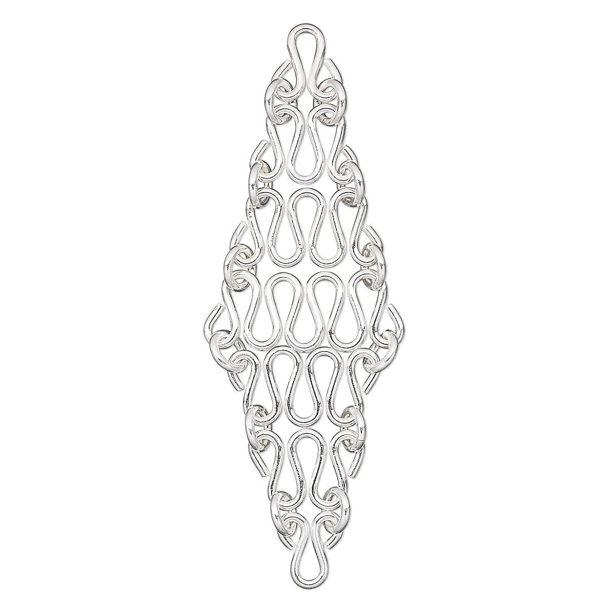 Sterling Silver Squiggly Chain Earring Connectors, 50x15mm, 2 pcs (1 Pair)