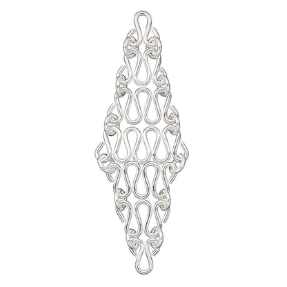 Sterling Silver Squiggly Chain Earring Connectors, 50x15mm, 2 pcs (1 Pair)