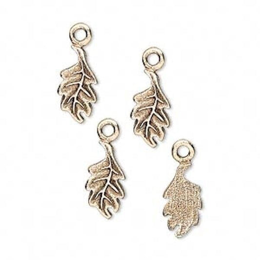 Beadsmith Antiqued Gold Leaf Charms, 6x14mm, 4 pcs