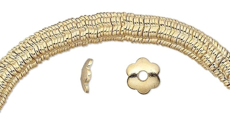 Gold Plated Steel Smooth Flower Bead Caps, 5x5mm, 300 pcs