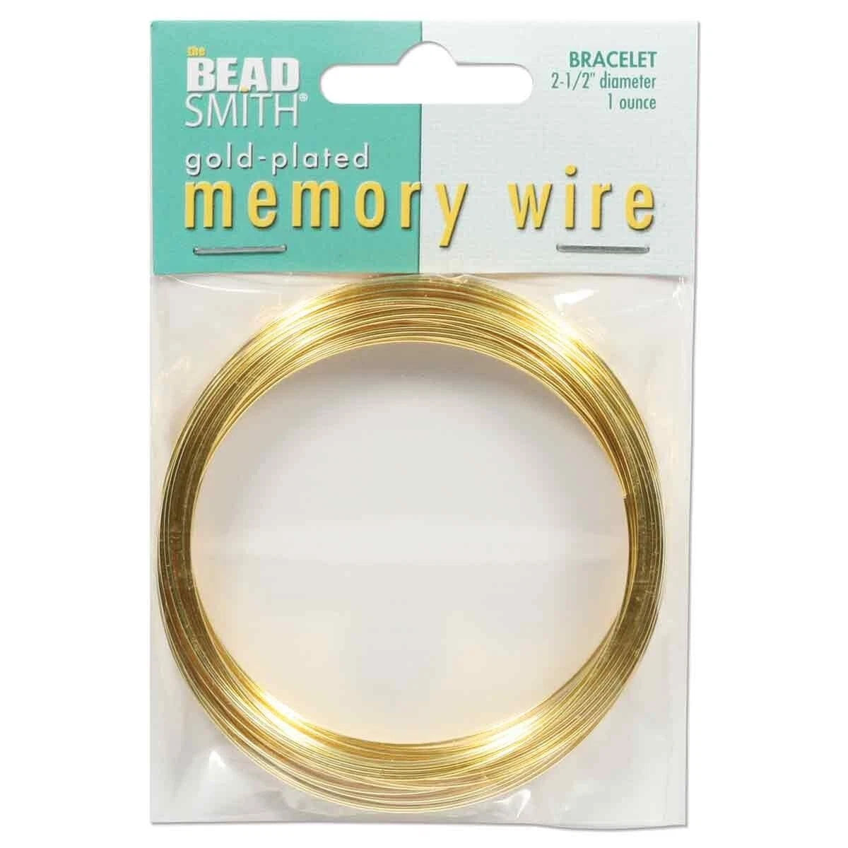 Beadsmith Gold Plated Steel Bracelet Memory Wire 2-1/2", 1 oz (approx. 70 loops)