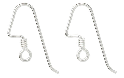 Sterling Silver Angular Fishhook Ear Wires, 17mm, 20 Gauge, 1 Pair