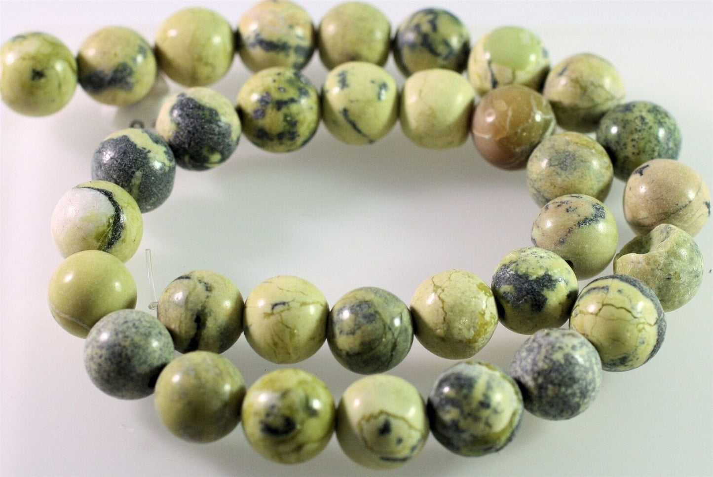 Beads, Yellow "Turquoise" (Natural Serpentine) 12mm Round, 1 Strand (approx. 33 pcs)
