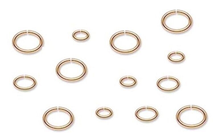 Gold Plated Brass Oval Jump Rings, 18 & 20 Gauge