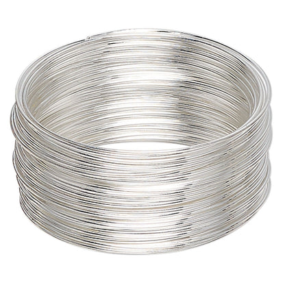 Silver Stainless Steel Memory Wire 2 1/4" Round Bracelets 1oz Package (50Loops)