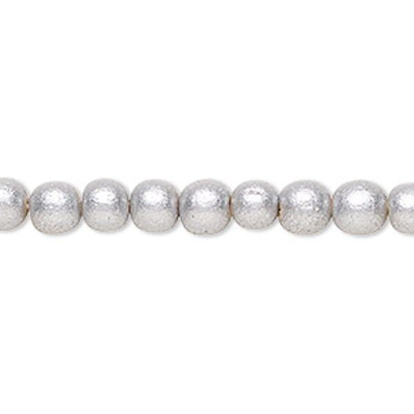 Metallic Silver Round Wood Beads 6mm 8mm or 10mm - 2 Strands