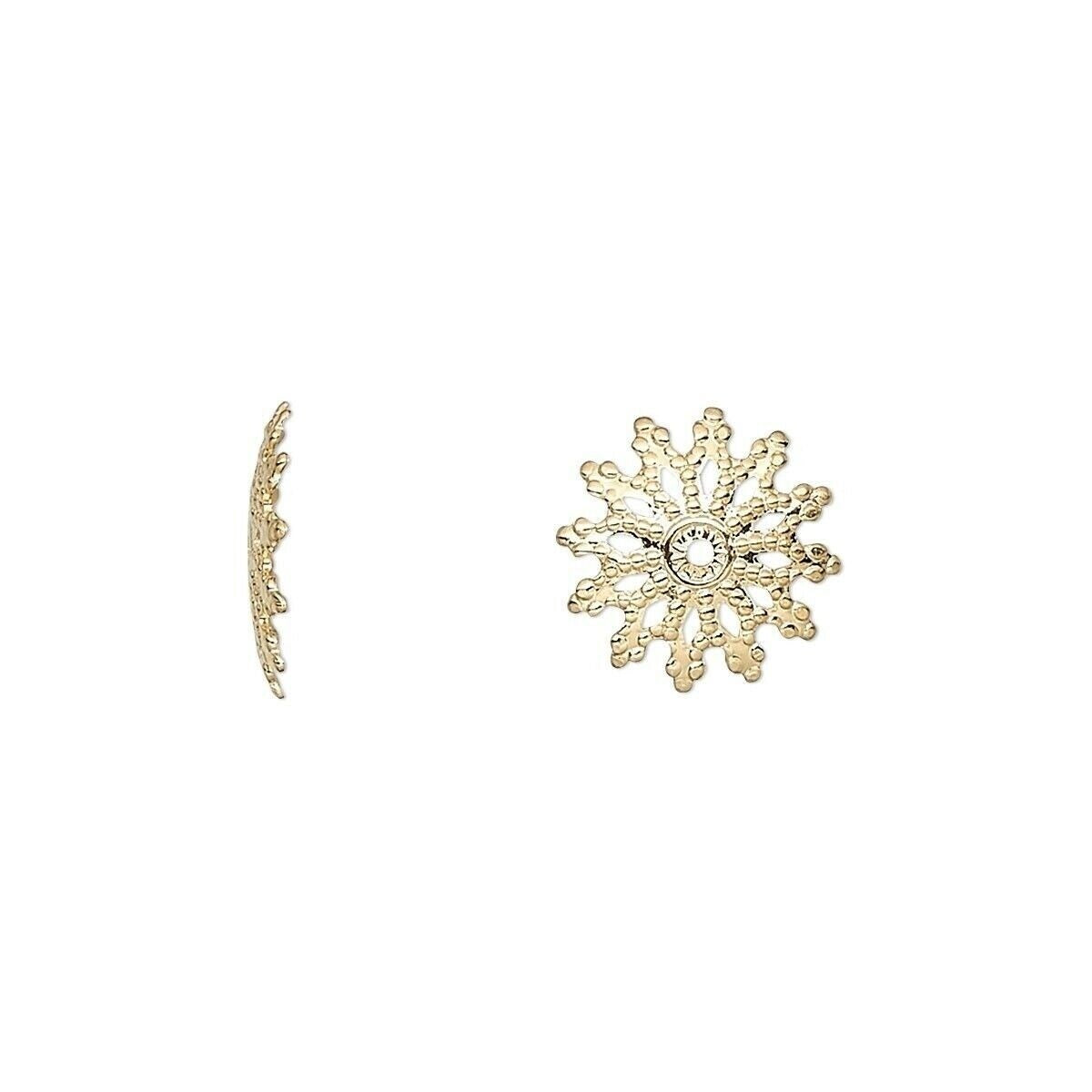 Gold Plated Brass Filigree Flat Bead Caps 11x2mm
