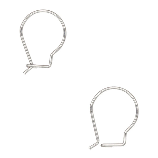 Stainless Steel Kidney Ear Wires, 16.5mm, 20 Gauge, 10 Pairs