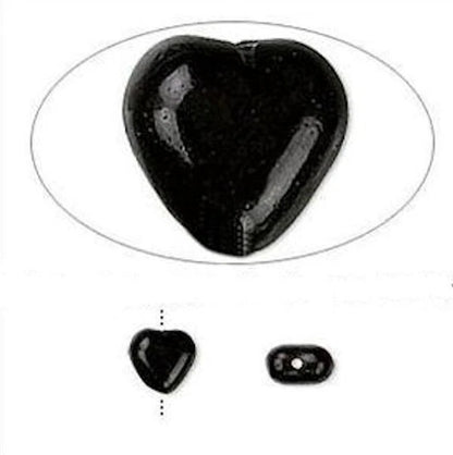 Czech Opaque Black Pressed Glass Heart Beads, 10mm, 1 Strand (approx. 45)