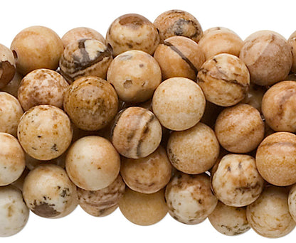 Natural Picture Jasper 6mm Round Beads with 0.5-1.5mm Hole, 1 Strand (approx. 67)