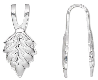 BeadSmith Silver Plated Brass Glue-On Leaf Bail 14mm Grip
