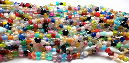 Bead Mix, Glass India, Craft Bulk 3-6mm Beads 10 Strands with 0.5-1mm Hole