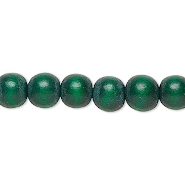Dyed & Waxed Wood Round Beads 7-8mm - 2 Strands (approx. 108 pcs)