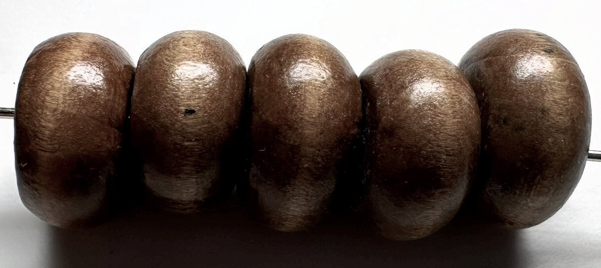 Brown Littleleaf Boxwood Hand-Cut Wood Beads 18x10mm – 25 pcs