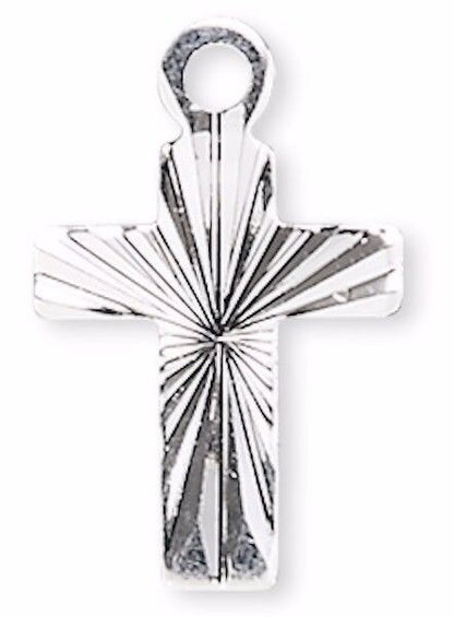 Cross Charms, Diamond-Cut, 9x7mm, Gold or Silver Plated Brass