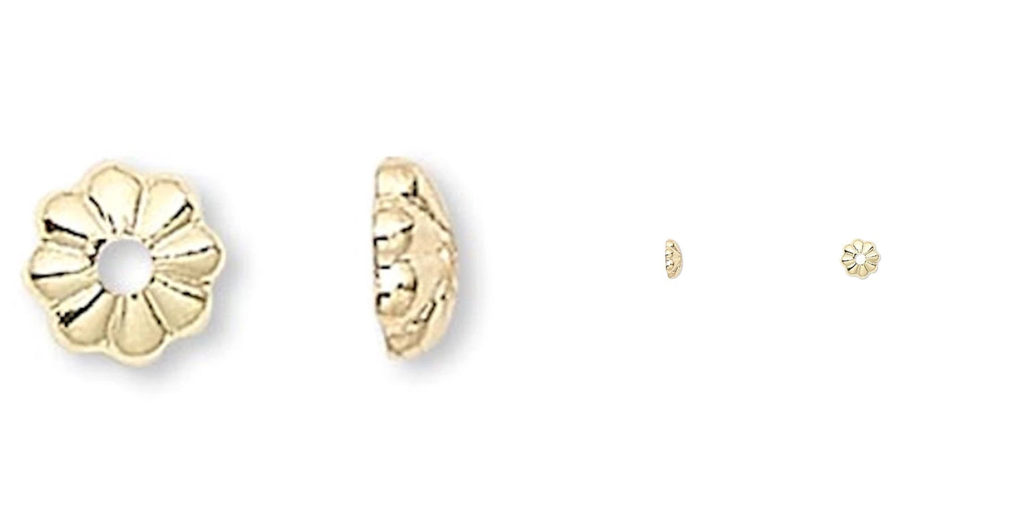 Gold Plated Brass Mini Corrugated Bead Caps 3x1mm for 2-4mm Beads