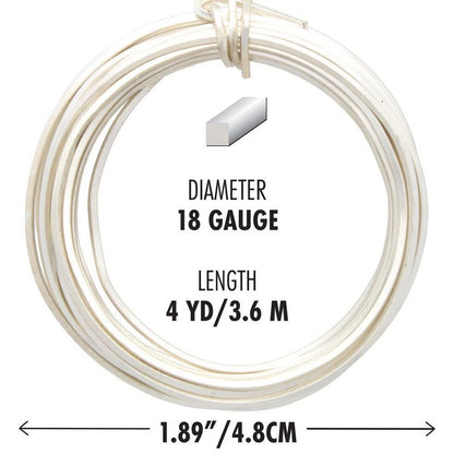 Beadsmith Non-Tarnish Silver Plated Copper Square Wire, 18 Gauge, 4 Yards