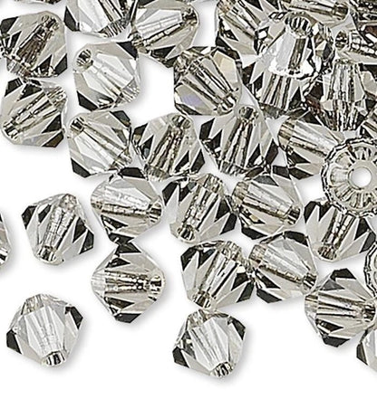Swarovski Black Diamond 5328 Xilion Bicone Beads, 4mm - 48 or 144 pcs