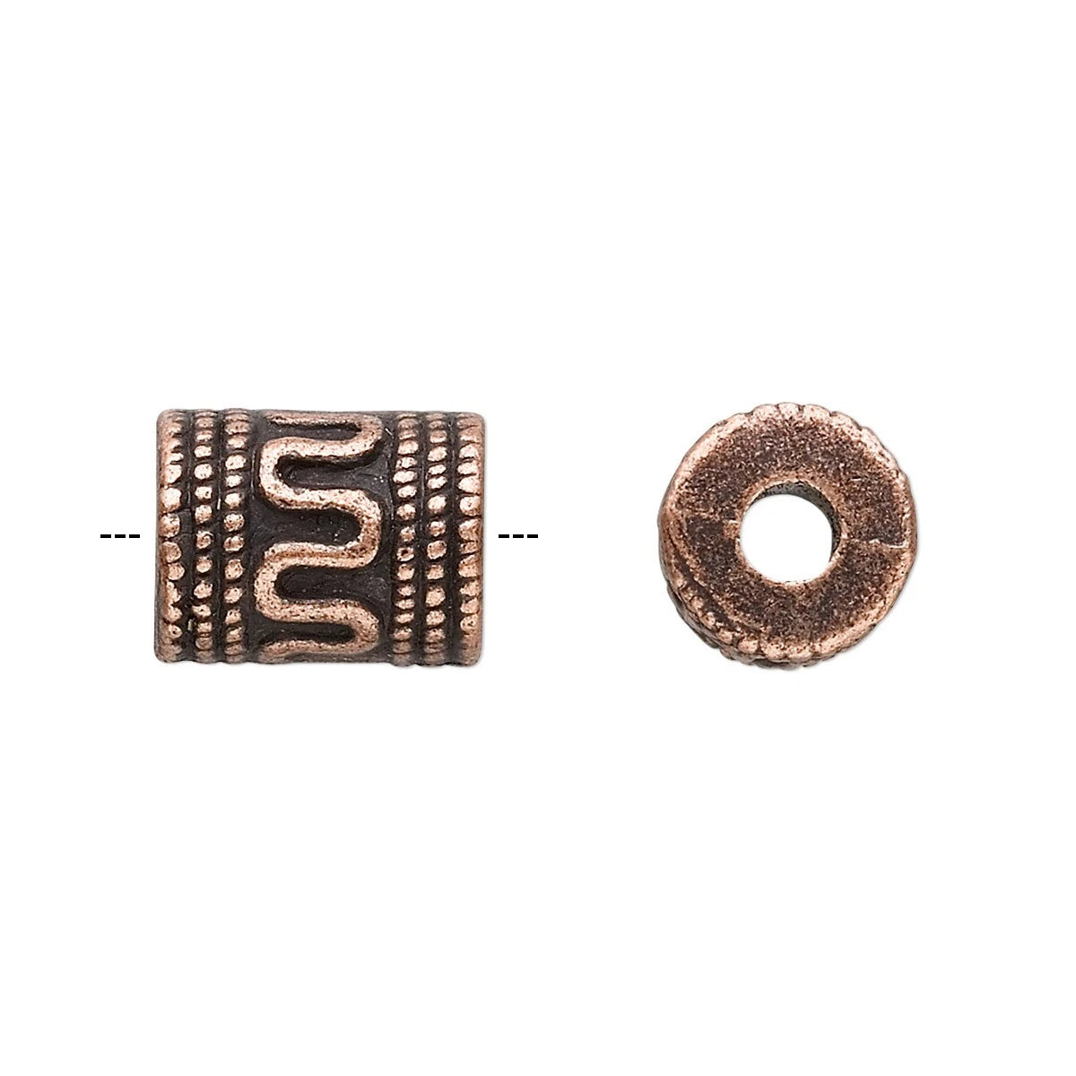 Antique Copper Pewter Fancy Filigree Cylinder Barrel Beads, 13x10mm, 20 pcs