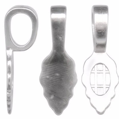 Aanraku Large Sterling Silver Plated Glue-On Leaf Bail, 25x9mm, 5 pcs