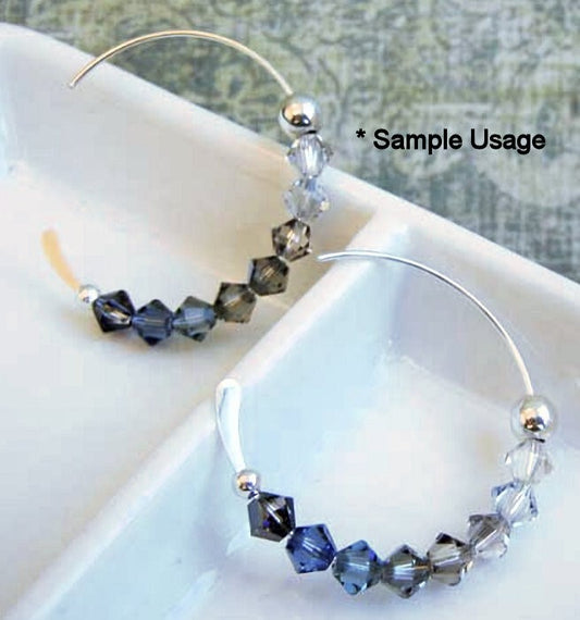 .925 Sterling Silver 18mm Endless Hoop Ear Wires with Hammered End, 1 Pair