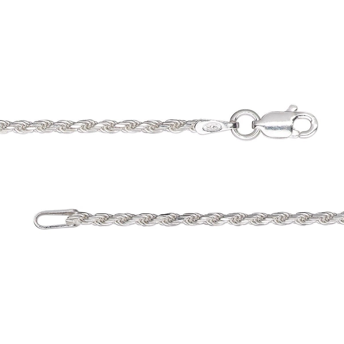 Sterling Silver Diamond-Cut French Rope Chain Necklace, 1.6mm, 24 Inch