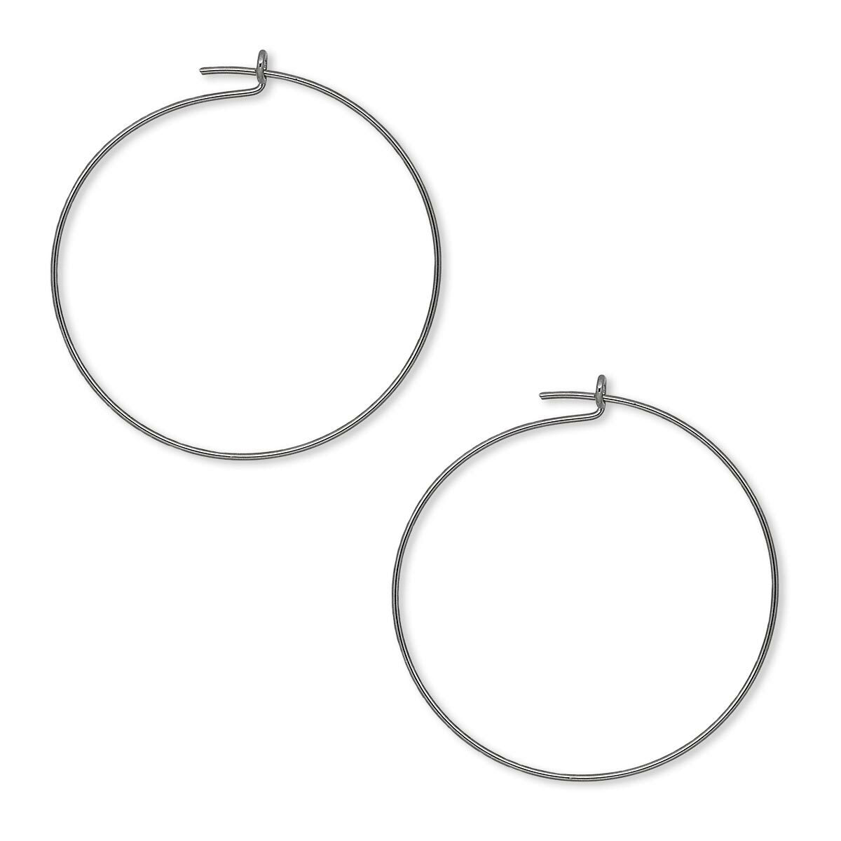 Gunmetal Plated Brass Round Beading Hoop Ear Wires 25mm 24 Gauge