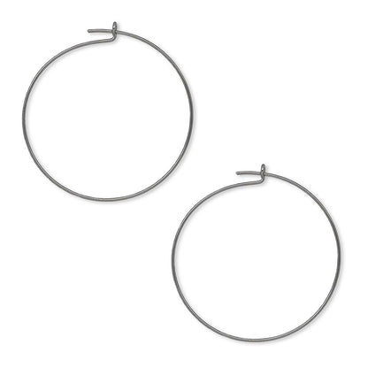 Gunmetal Plated Brass Round Beading Hoop Ear Wires 25mm 24 Gauge