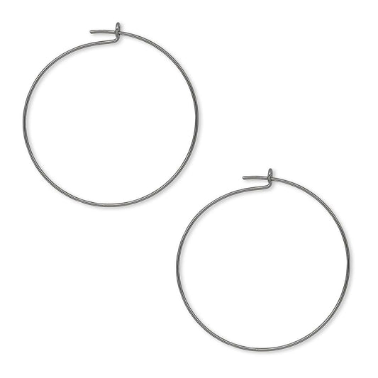 Gunmetal Plated Brass Round Beading Hoop Ear Wires 25mm 24 Gauge