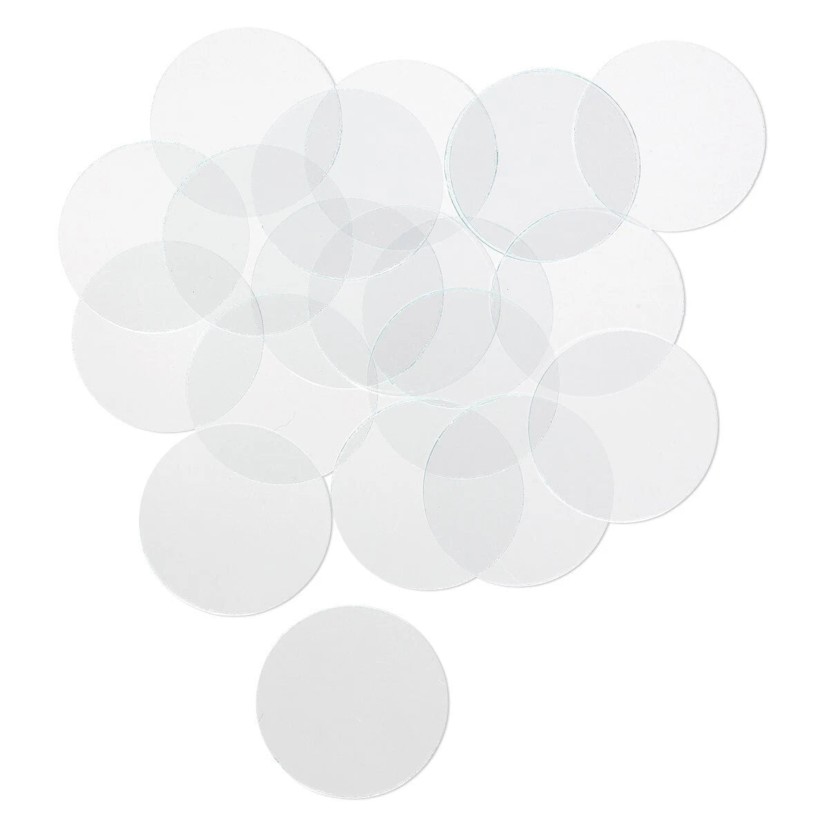 Clear Flat Art Glass Circles 1.25 Inch Grounded Edges (20 pc)