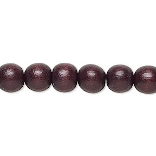 Dyed & Waxed Wood Round Beads 7-8mm - 2 Strands (approx. 108 pcs)
