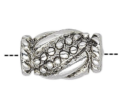 Antiqued Silver Plated Pewter Fancy Tube Beads 9x6mm 2mm Hole (20 pc)