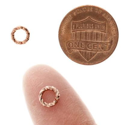 Copper Plated Twisted Round Jump Rings, 6mm - 144 pcs