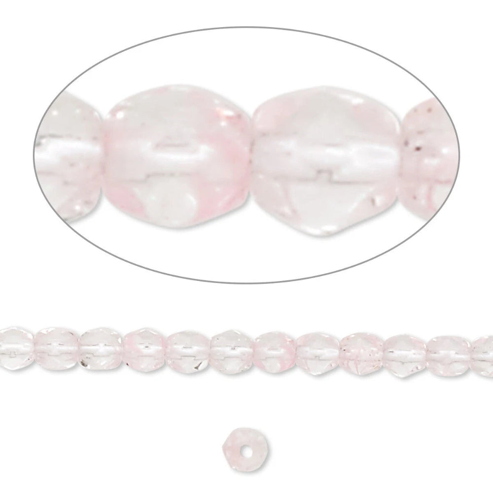 Czech Crystal & Pink AB Fire Polished Round Beads, 4mm, 1 Strand (approx. 100)