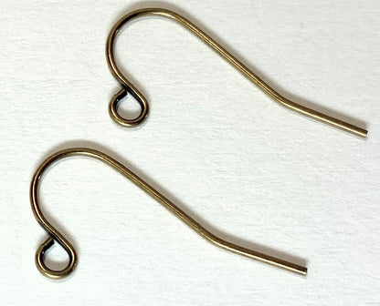 Antique Gold Plated Steel Fishhook Ear Wires, 11mm Open Loop