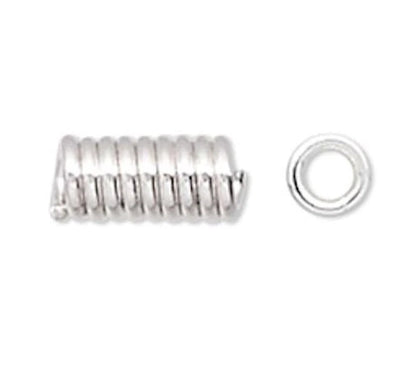 Silver Plated Brass 4x2mm Coil Tube Beads, 100 pcs