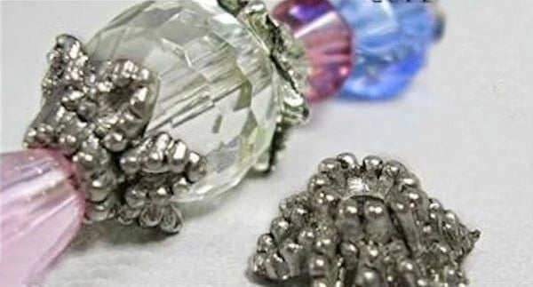 Antiqued Silver Pewter Star Flower Bead Caps, 9x5mm, 50 pcs