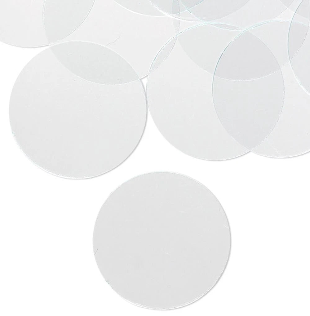 Clear Flat Art Glass Circles 1.25 Inch Grounded Edges (20 pc)