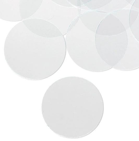 Clear Flat Art Glass Circles 1.25 Inch Grounded Edges (20 pc)