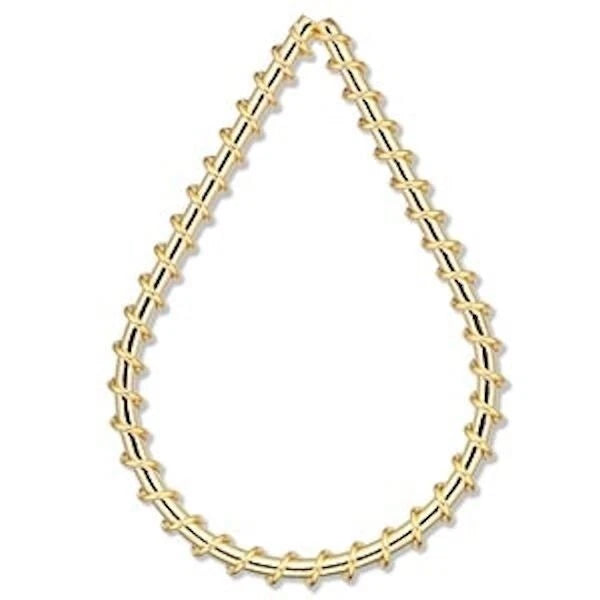 Gold Plated Steel Wire-Wrapped Teardrop Components, 45x30mm