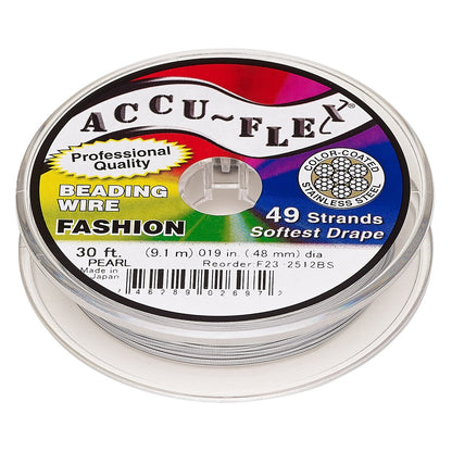 Accu-Flex Beading Wire, Pearl, 0.019 inch, 49 Strand, 30 ft Spool