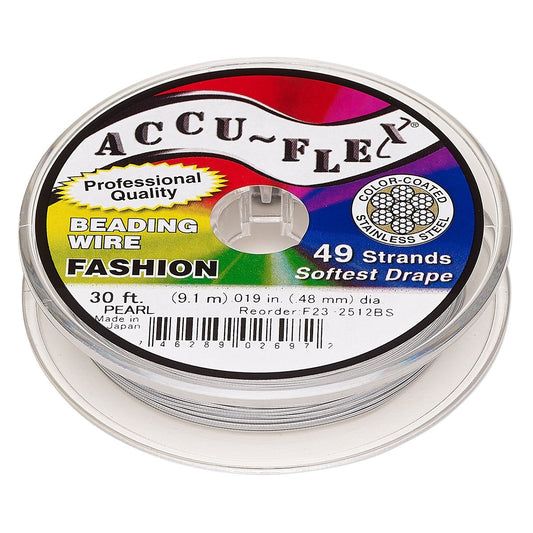 Accu-Flex Beading Wire, Pearl, 0.019 inch, 49 Strand, 30 ft Spool