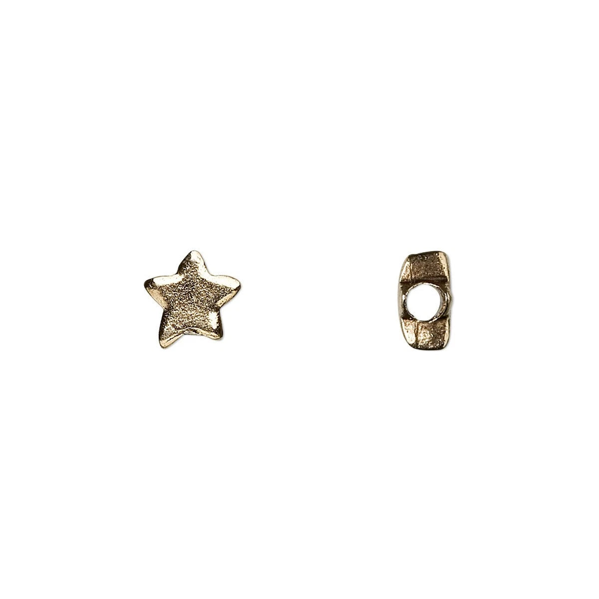 Antiqued Gold Pewter Double-Sided Star Beads, 7x6mm, 10 pcs