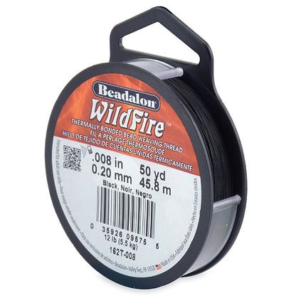 Beadalon WildFire Beading Thread, Black, 0.008" Diameter, 50 Yard Spool