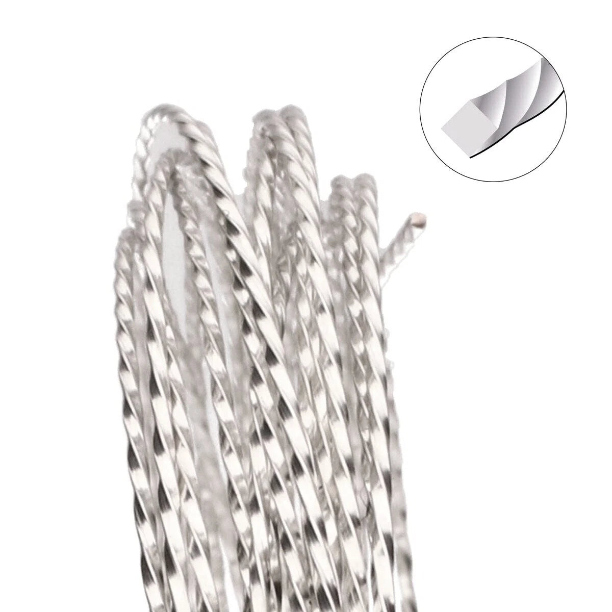 Silver Plated Twisted Square Non-Tarnish Copper Wire, 21 Gauge (0.72mm), 15 Feet