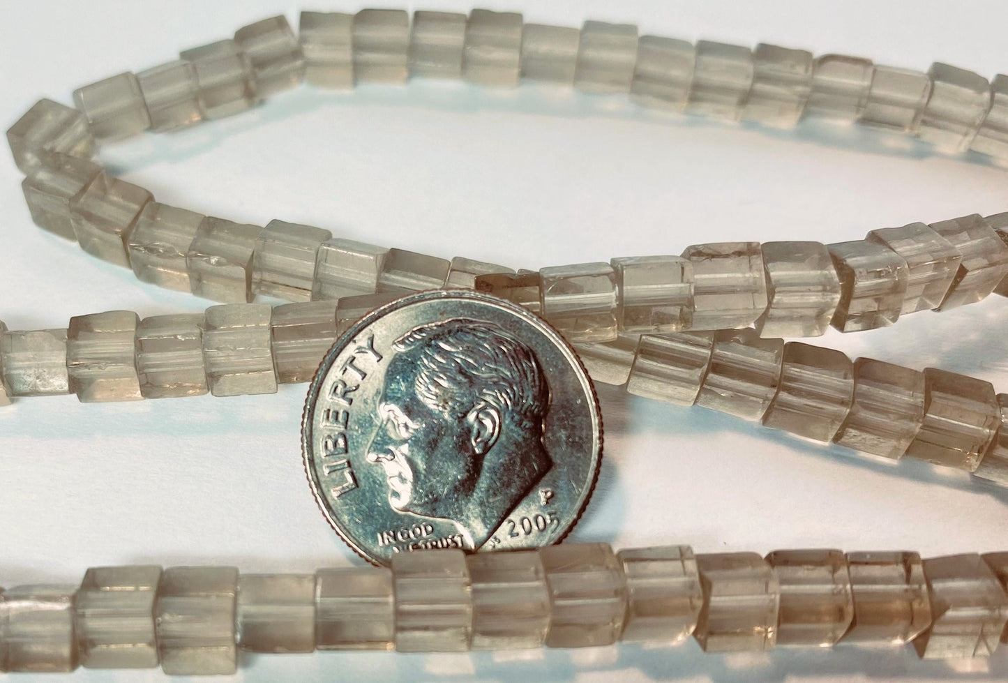 Transparent Smoke Grey Glass Cube Beads, 4-5mm, 1 Strand (approx. 88)